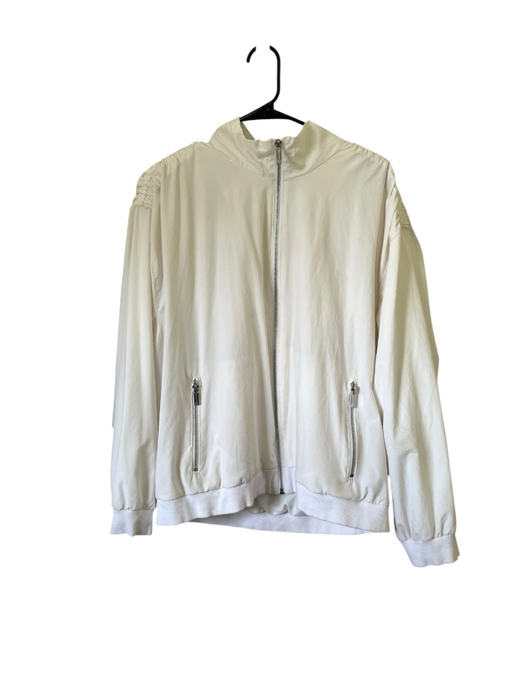 Calvin Klein Women’s White/Cream Full-Zip Windbreaker Adjustable